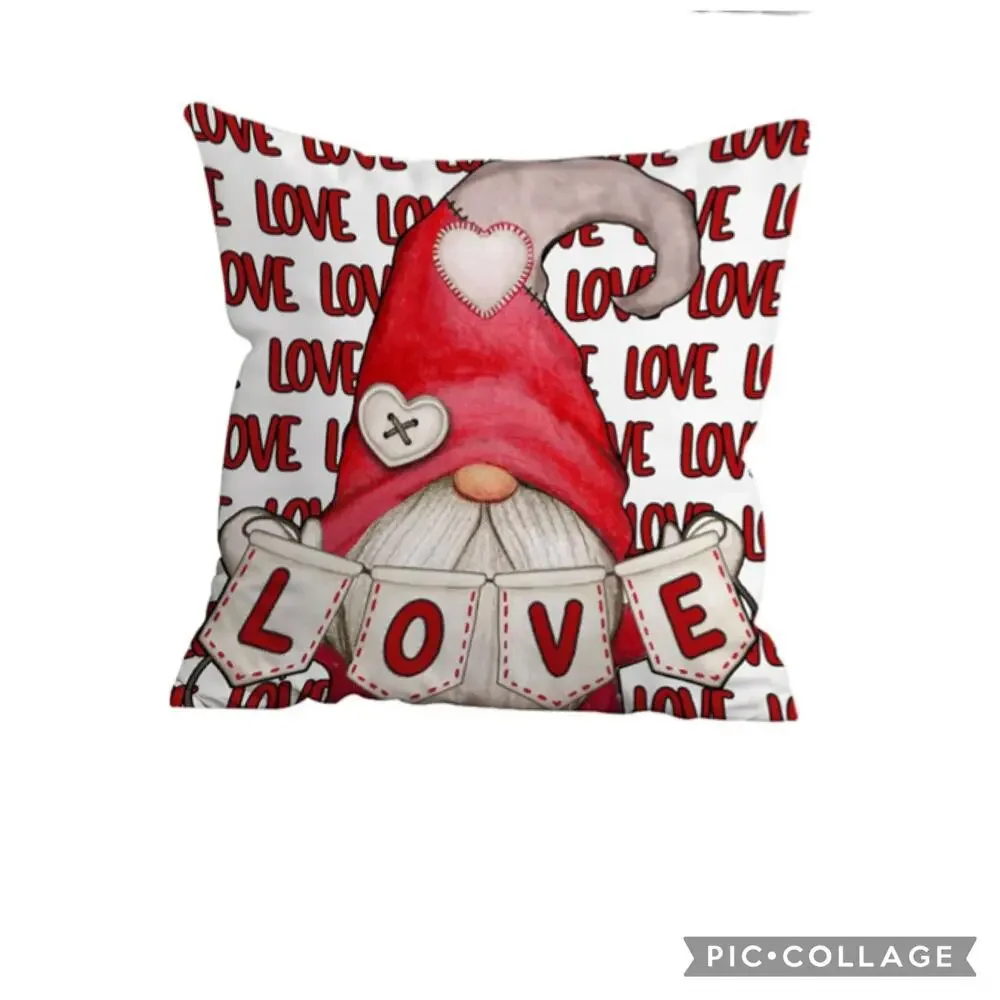 Gnome Valentines Pillow Covers Set of 2 New